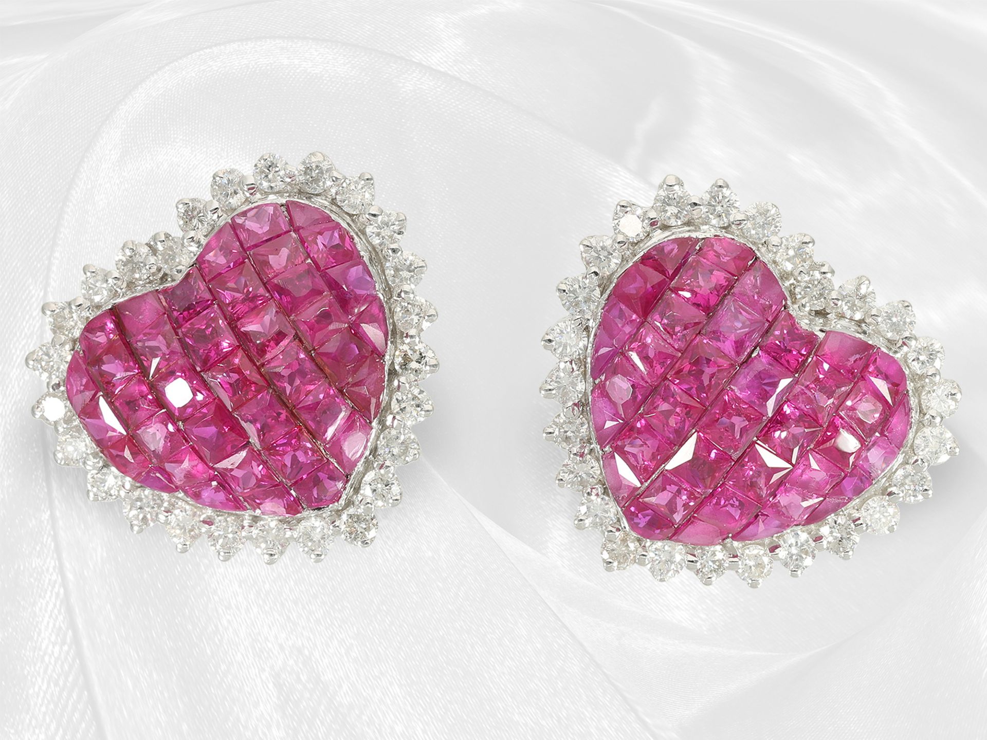 Stud earrings: like new, high-quality ruby/brilliant-cut diamond stud earrings - Image 2 of 4