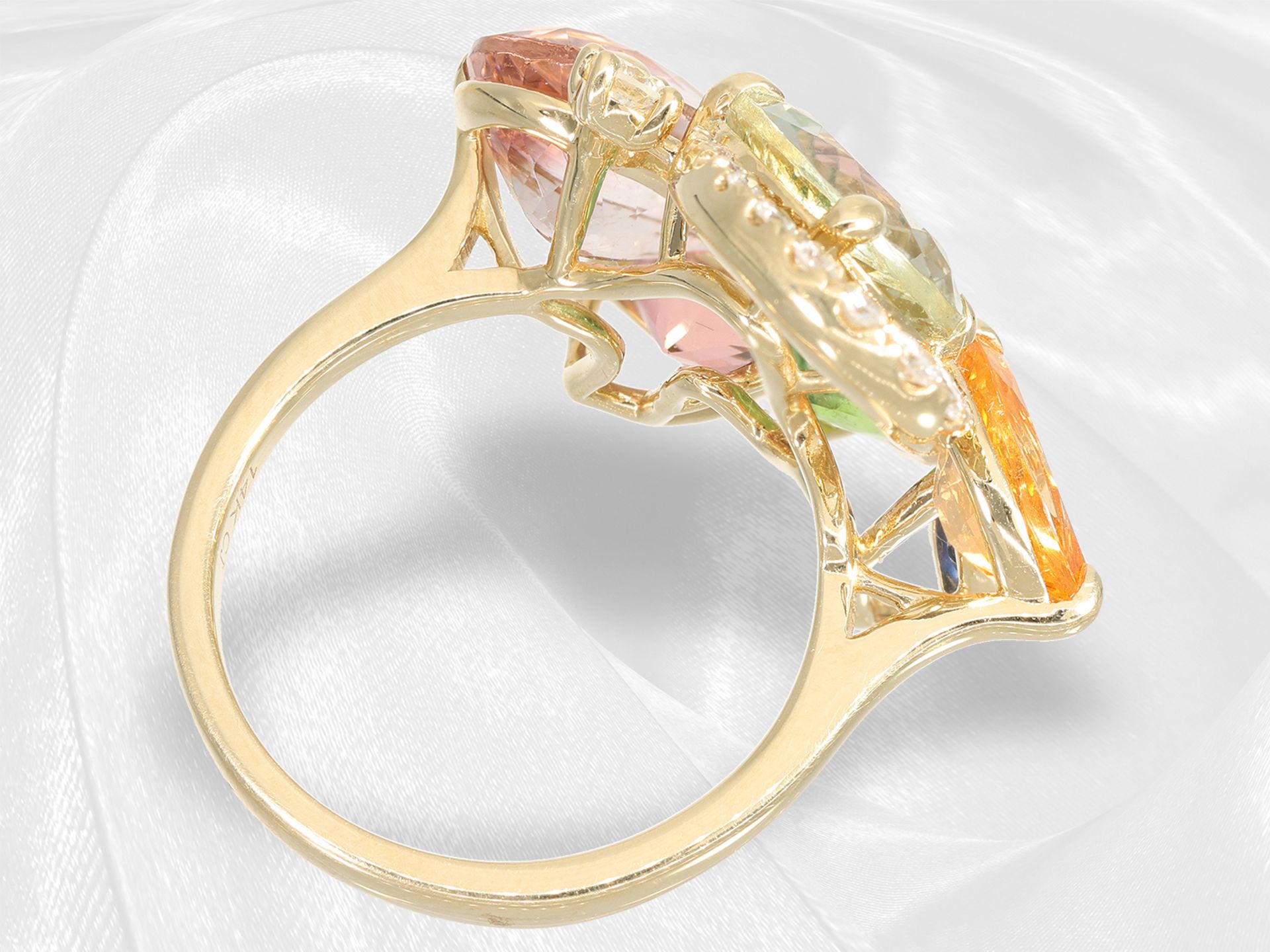 Ring: modern, high-quality multicolour tourmaline cocktail ring, like new - Image 6 of 6