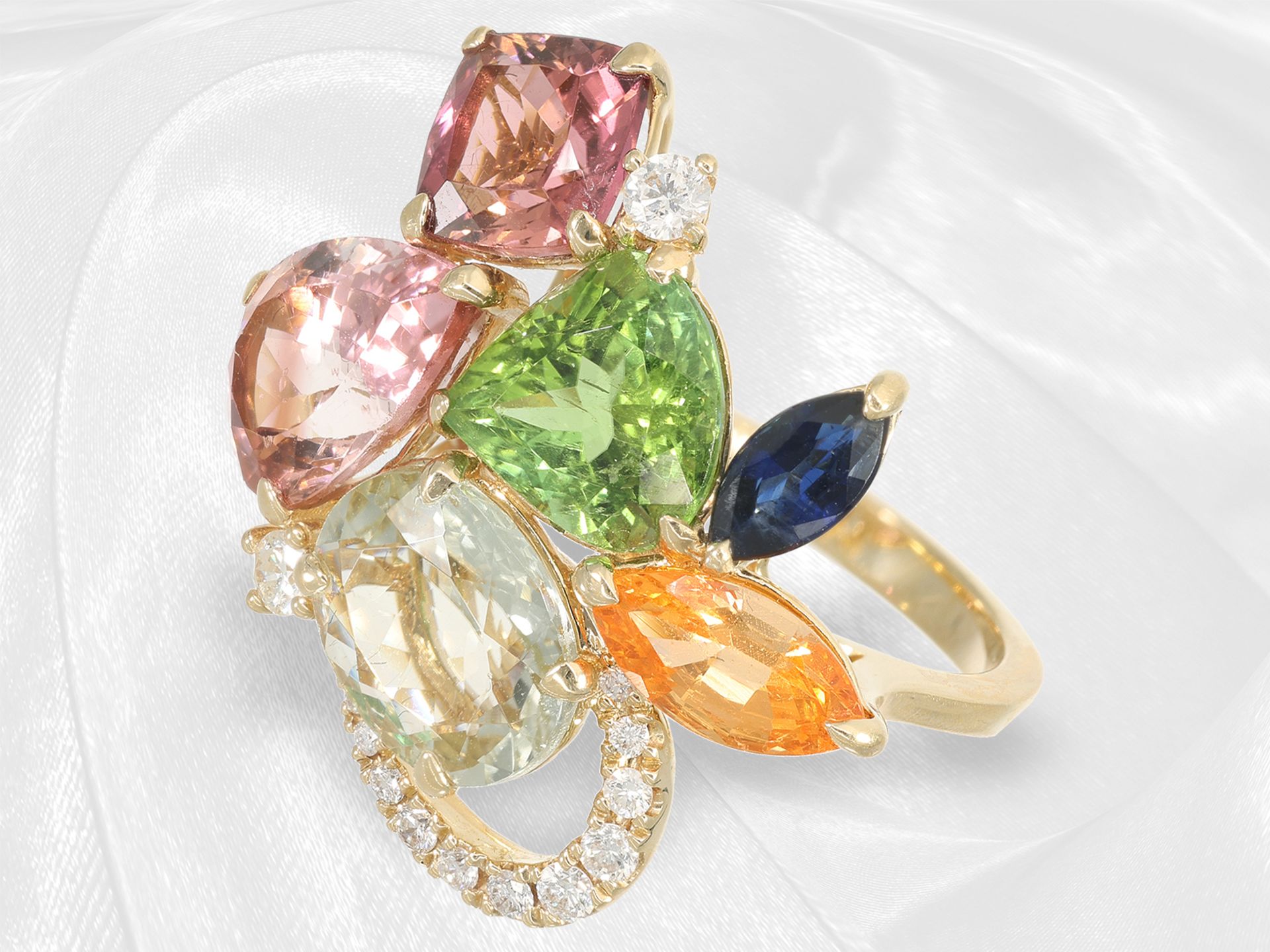 Ring: modern, high-quality multicolour tourmaline cocktail ring, like new - Image 5 of 6