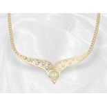 Goldenes Brillant/Diamant-Mittelteil-Collier, Tropfen-Diamant von ca. 1,25ct, Designer-Goldschmiedea