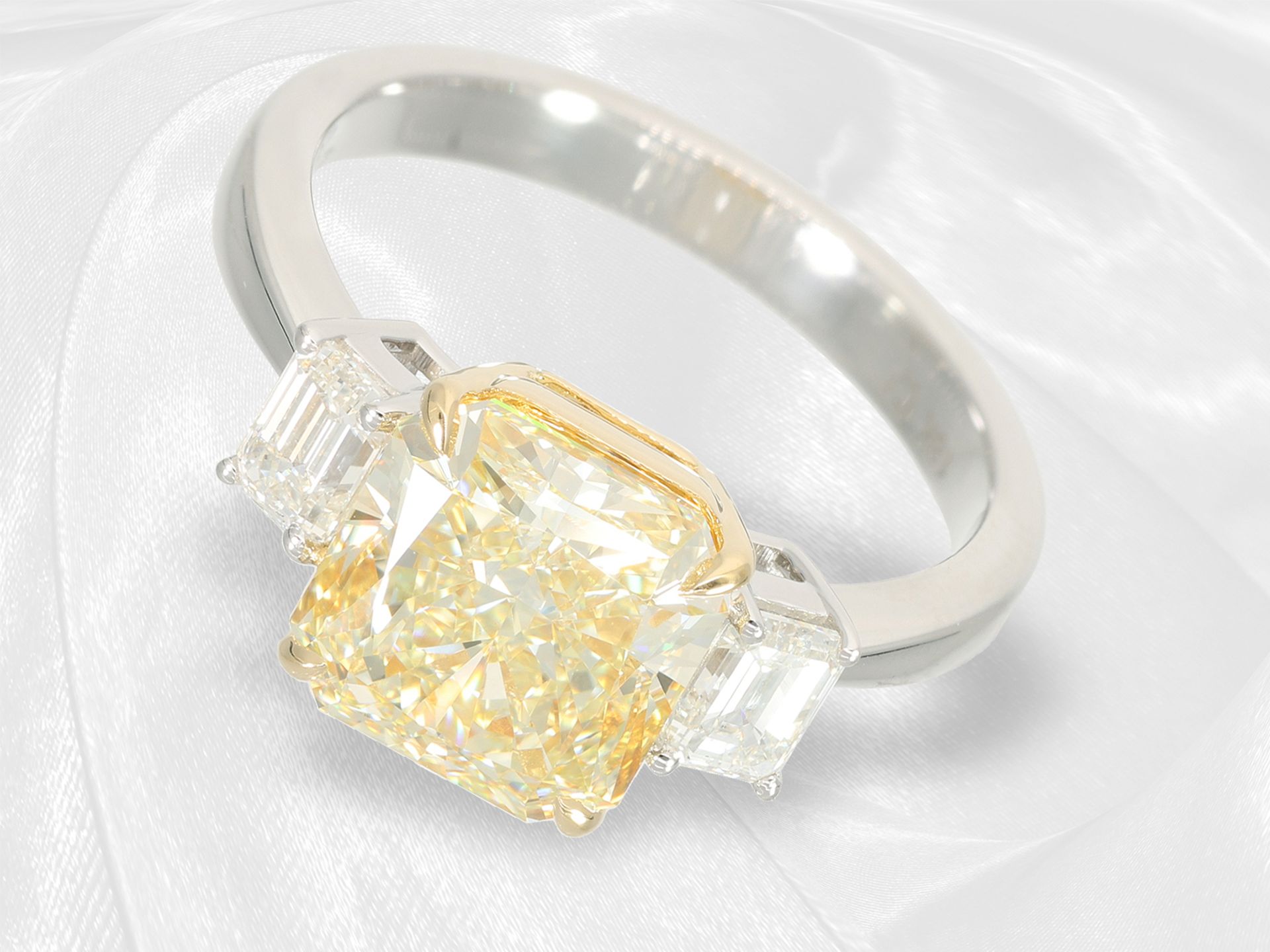 Ring: very fine fancy brilliant-cut diamond ring of very rare colour, 4.02ct, GIA Report - Image 5 of 7