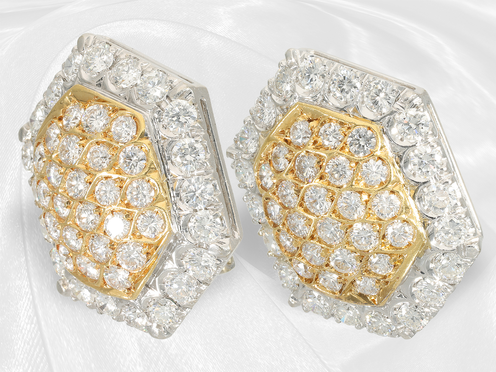 Earclips/ring: extremely luxurious vintage goldsmith's jewellery, finest brilliant-cut diamonds of a - Image 6 of 8