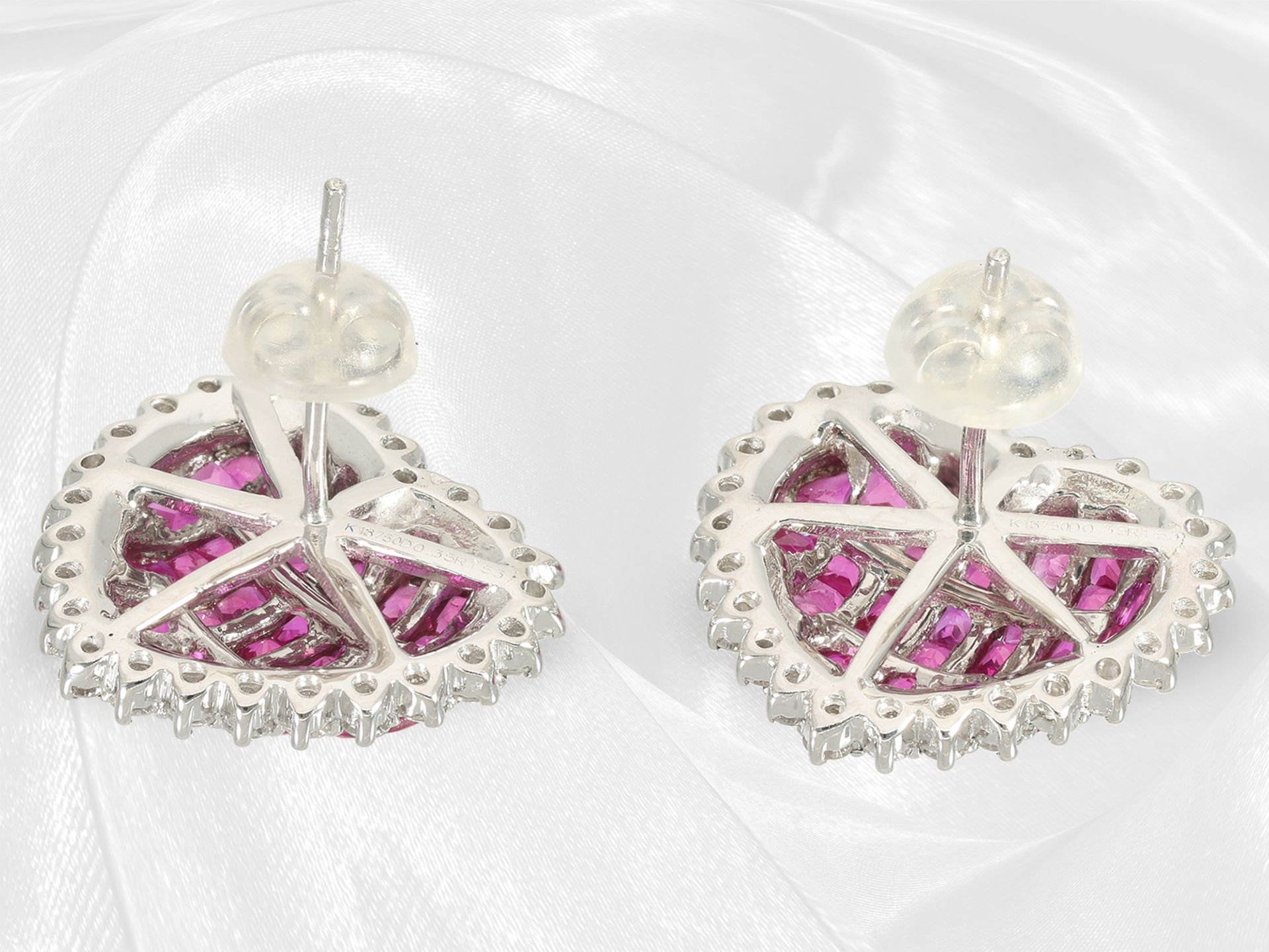 Stud earrings: like new, high-quality ruby/brilliant-cut diamond stud earrings - Image 3 of 4