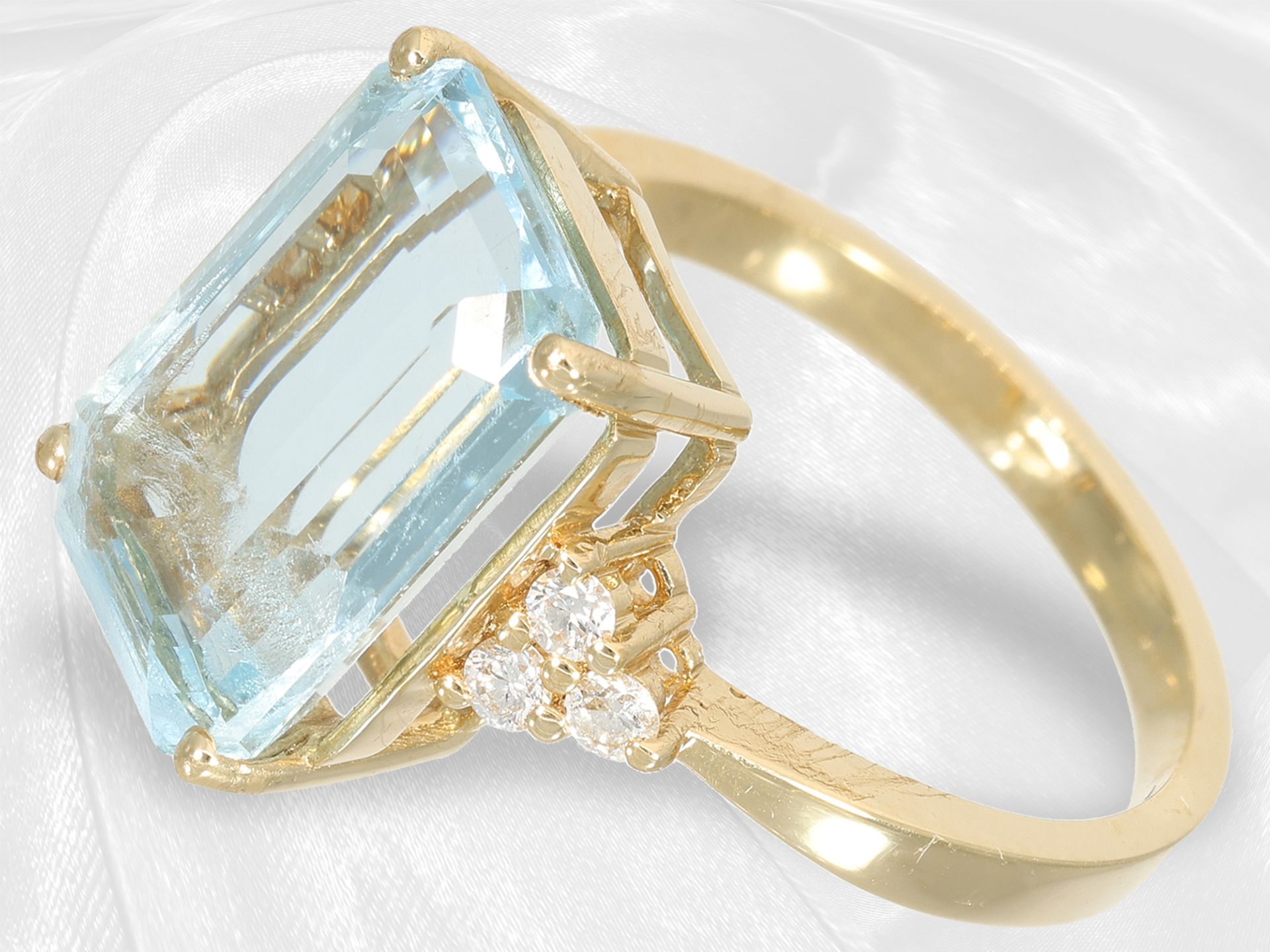 Like new aquamarine/brilliant-cut diamond goldsmith ring, beautiful aquamarine of approx. 5.25ct - Image 4 of 4