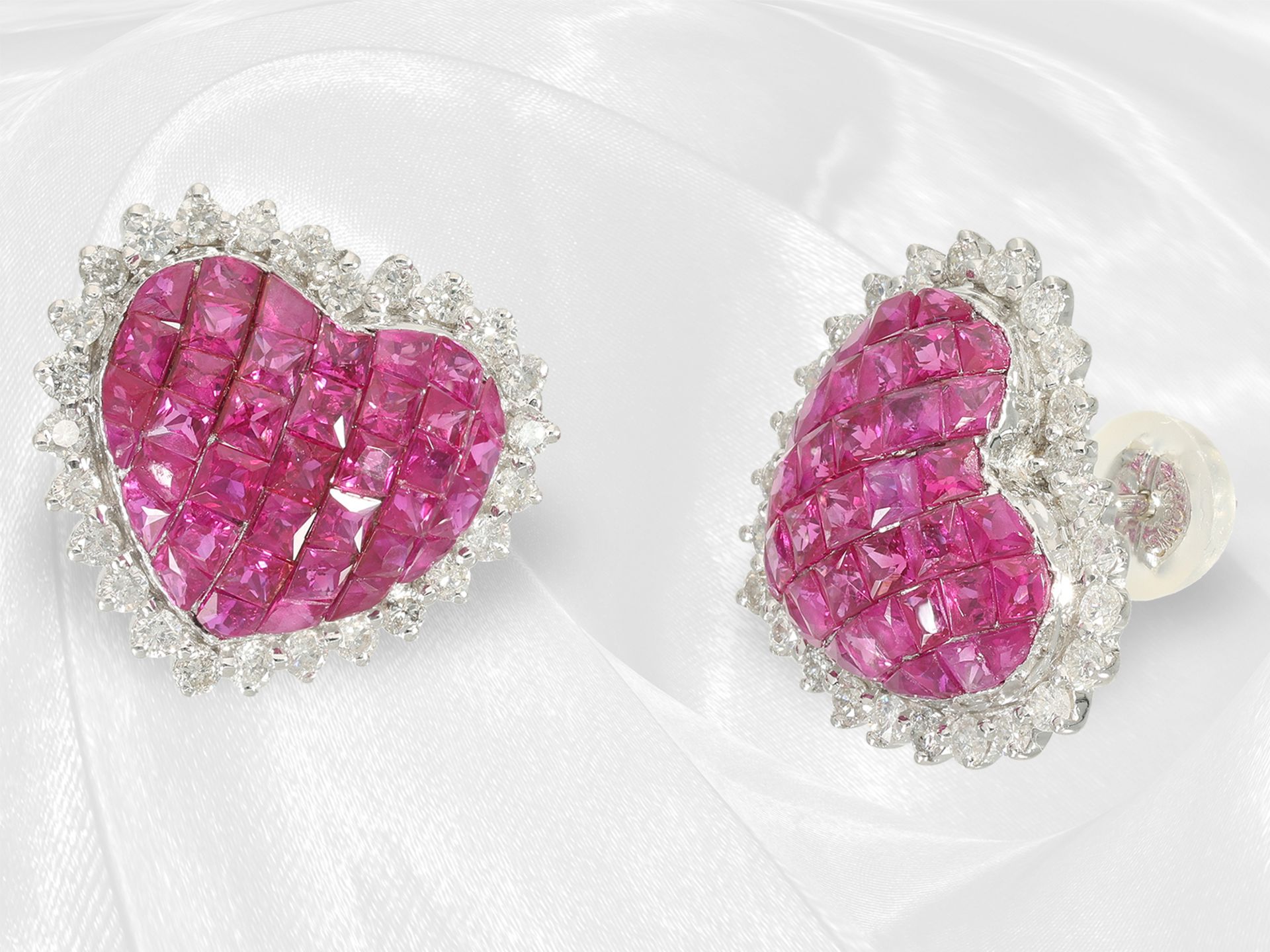 Stud earrings: like new, high-quality ruby/brilliant-cut diamond stud earrings - Image 4 of 4