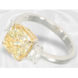 Ring: very fine fancy brilliant-cut diamond ring of very rare colour, 4.02ct, GIA Report