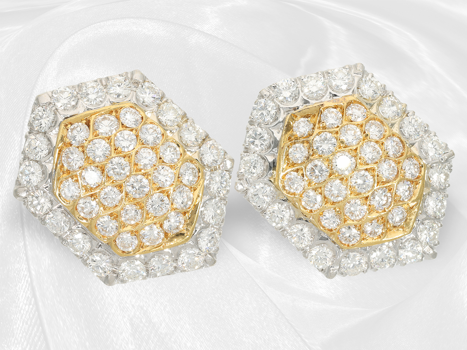 Earclips/ring: extremely luxurious vintage goldsmith's jewellery, finest brilliant-cut diamonds of a - Image 7 of 8