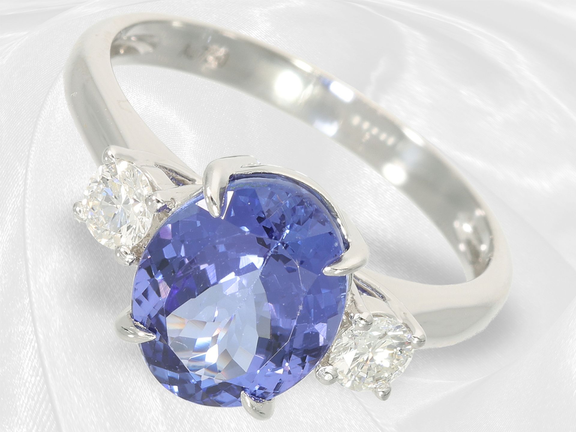 Ring: like new white gold tanzanite/brilliant-cut diamond goldsmith ring - Image 3 of 5