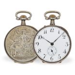 Taschenuhr: ausgesprochen schöne Jugendstil- Reliefuhr feinster Qualität, Ankerchronometer Louis Bot