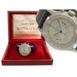 Armbanduhr: hervorragend erhaltener, großer Stahl-Chronograph, Longines-Wittnauer mit Originalbox, c