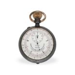 Taschenuhr: rarer doppelseitiger Militär-Chronograph mit Entfernungsmesser und Kompass, Paris um 191