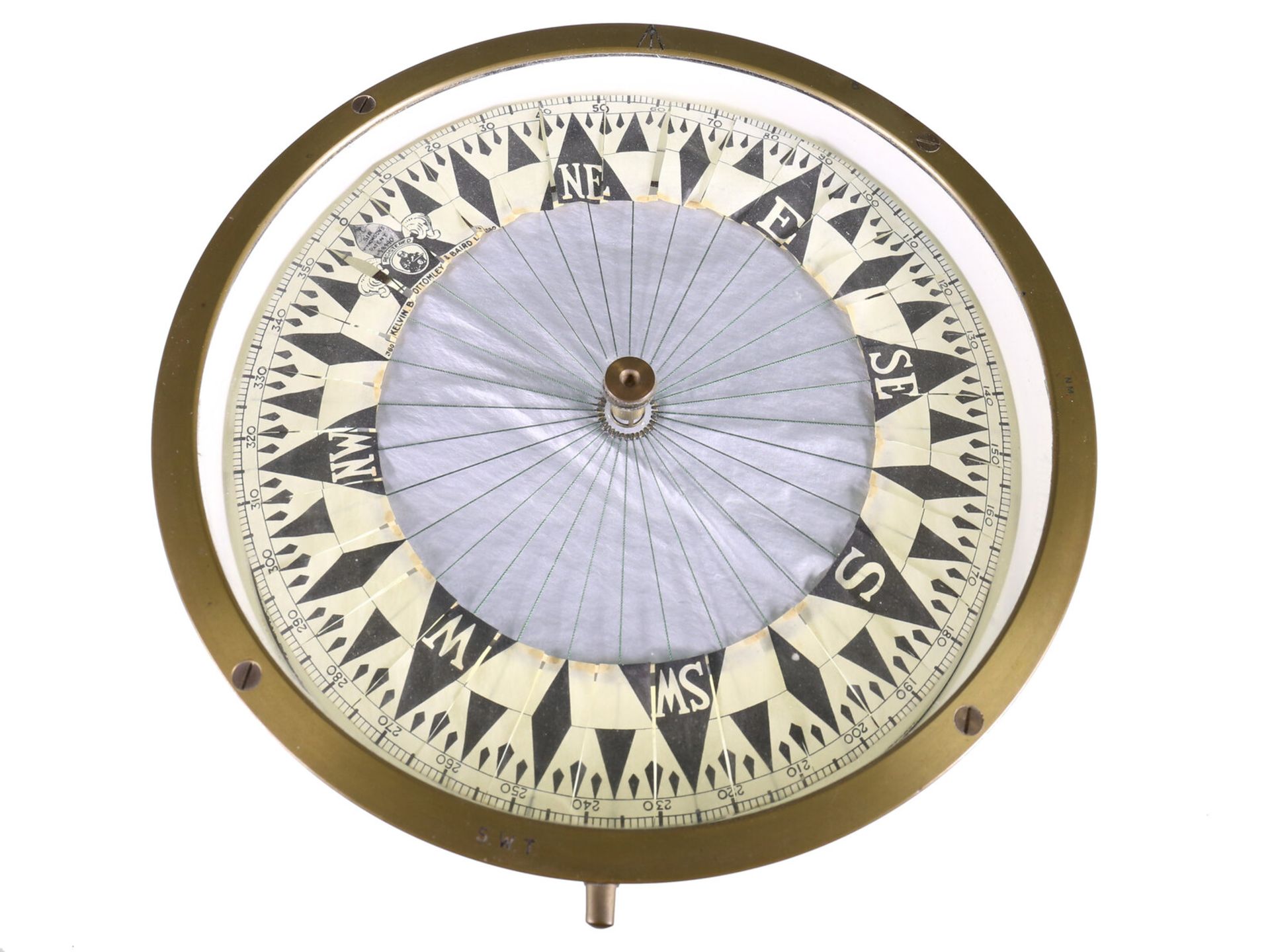 Schiffskompass: großer antiker Schiffskompass mit Beleuchtung (nutzbar als Lampe), Patent 22032