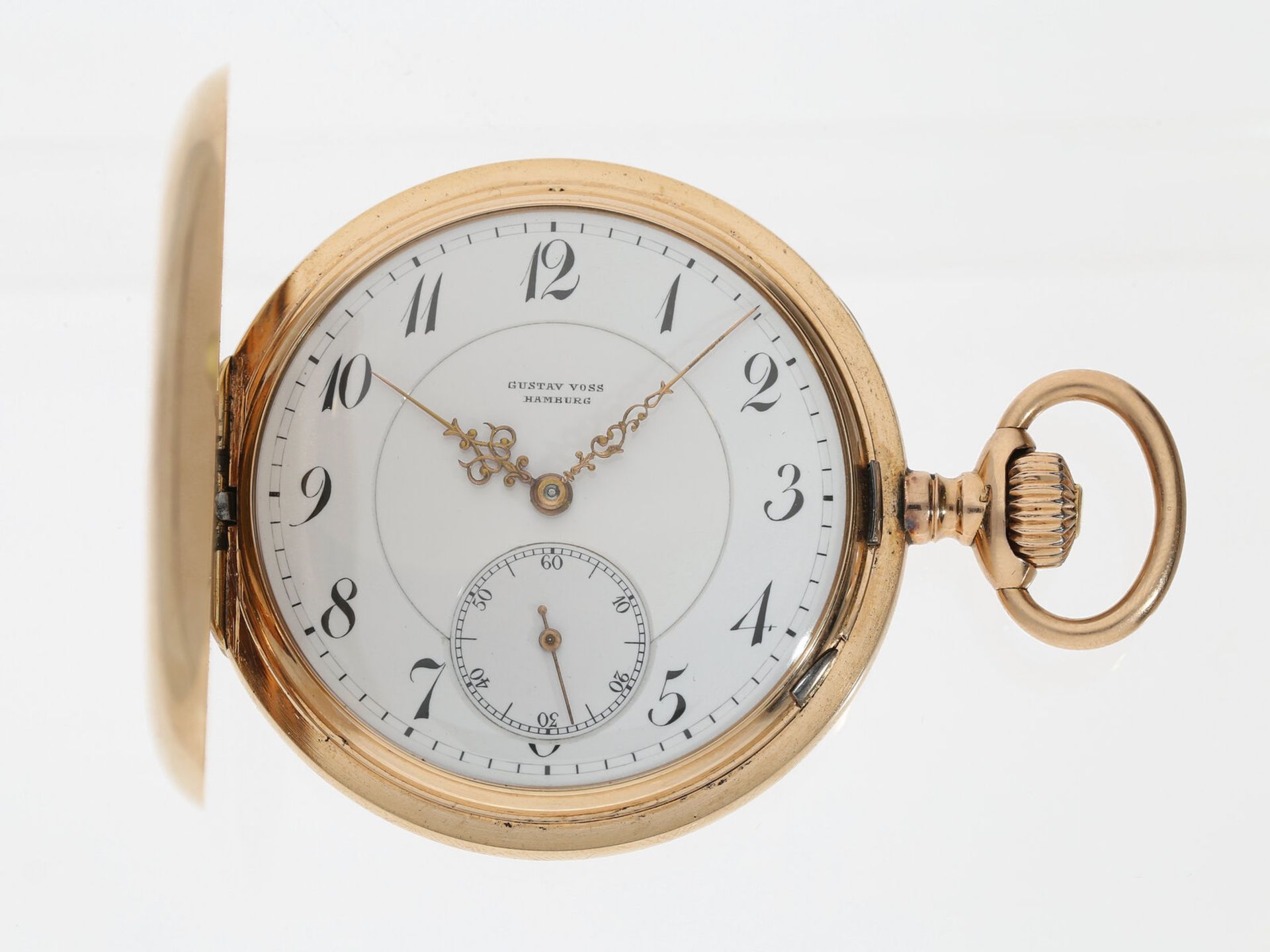 Taschenuhr: schwere und hochfeine rotgoldene Savonnette, Ankerchronometer Girard Perregaux, 14K Rotg