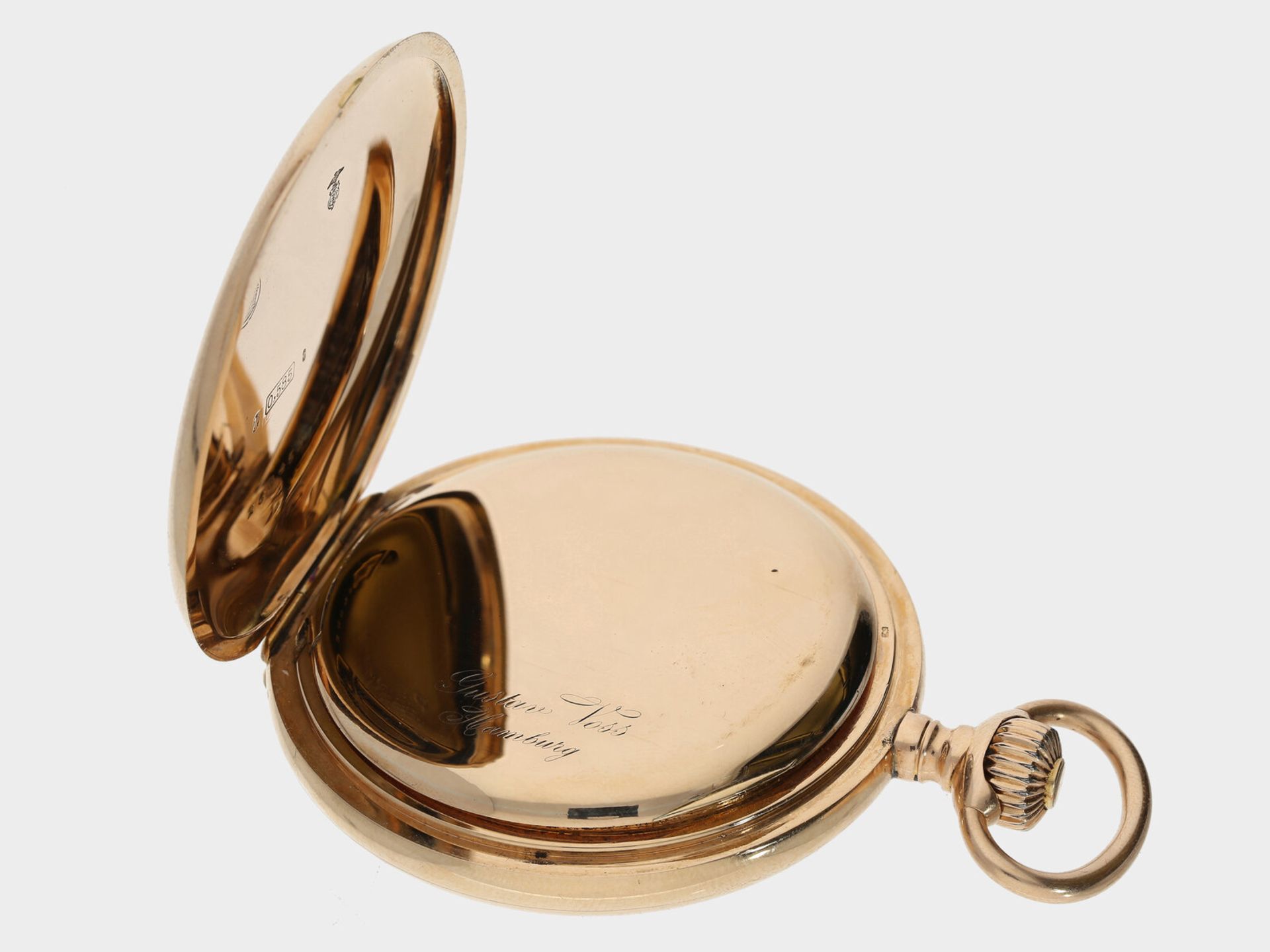 Taschenuhr: schwere und hochfeine rotgoldene Savonnette, Ankerchronometer Girard Perregaux, 14K Rotg - Bild 2 aus 4