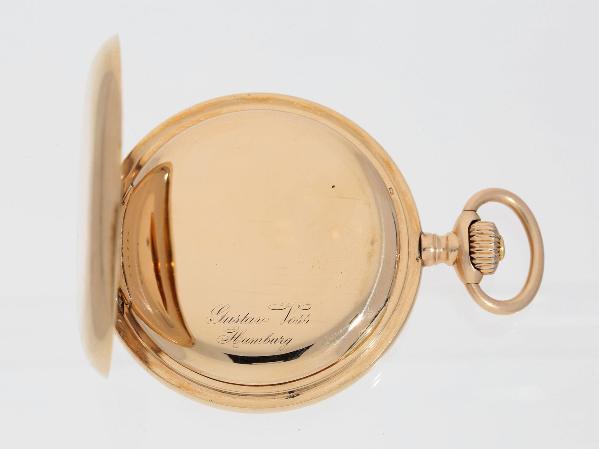 Taschenuhr: schwere und hochfeine rotgoldene Savonnette, Ankerchronometer Girard Perregaux, 14K Rotg - Bild 3 aus 4