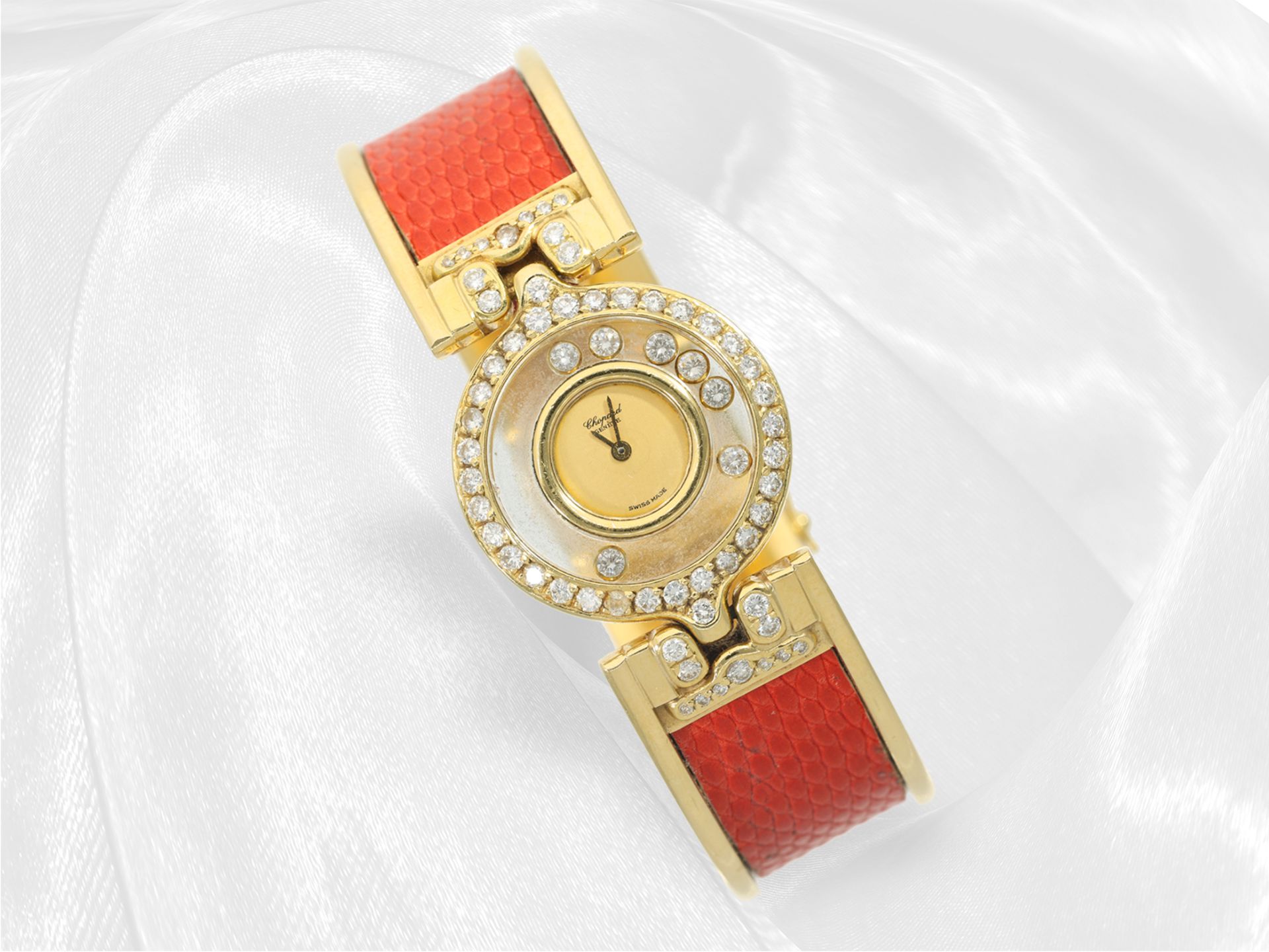 Luxurious ladies' watch Chopard Happy Diamonds, ref. 4100, with Wempe clasp bracelet, approx. 2ct br