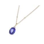 Kette/Collier: exklusives, neuwertiges Tansanit/Brillantcollier mit großem Tansanit von 15,15ct in d