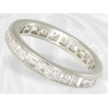 Ring: außergewöhnlicher vintage Memoire-Ring, Platin, Emerald-Cut Diamanten