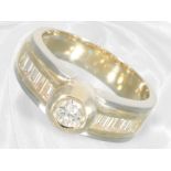 Solide gefertigter Designer-Goldschmiedering mit Brillanten/Diamanten, ca.0,9ct, 18K Gold, Bicolor