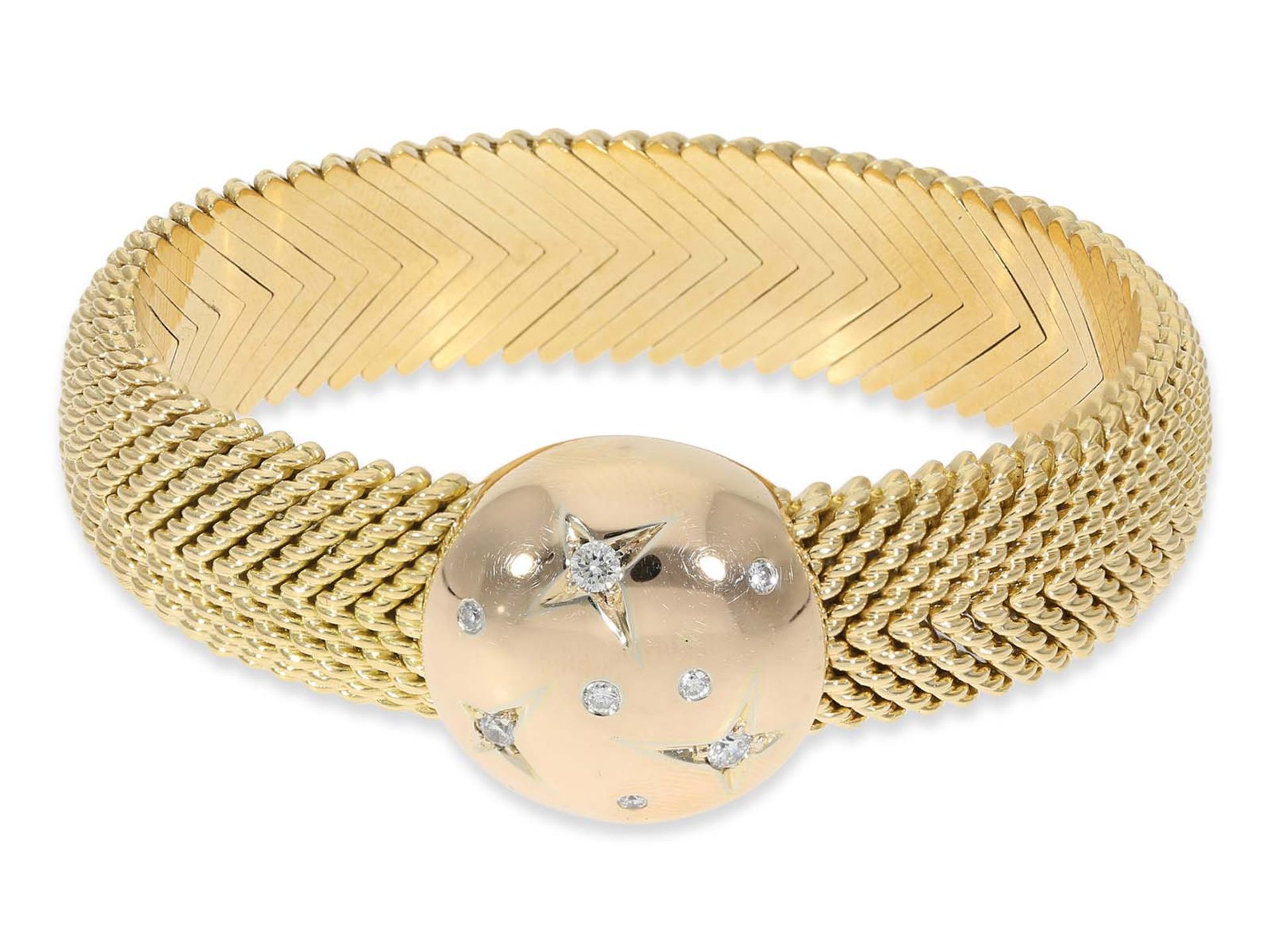 Armband/Armreif: hochdekorative Armspange mit Brillanten, insgesamt ca. 0,35ct, 18K Gold