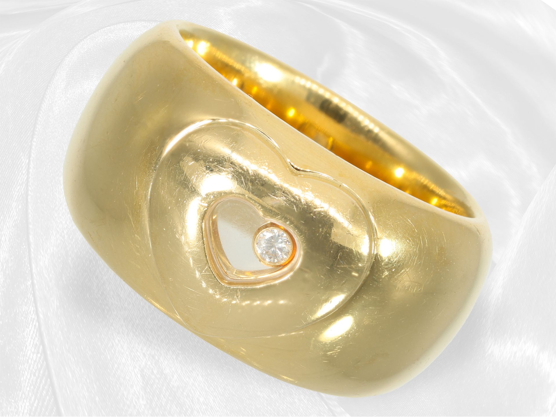 Solid, luxurious Chopard designer gold "Happy Diamonds" ring, brand jewellery in 18K gold - Image 2 of 5