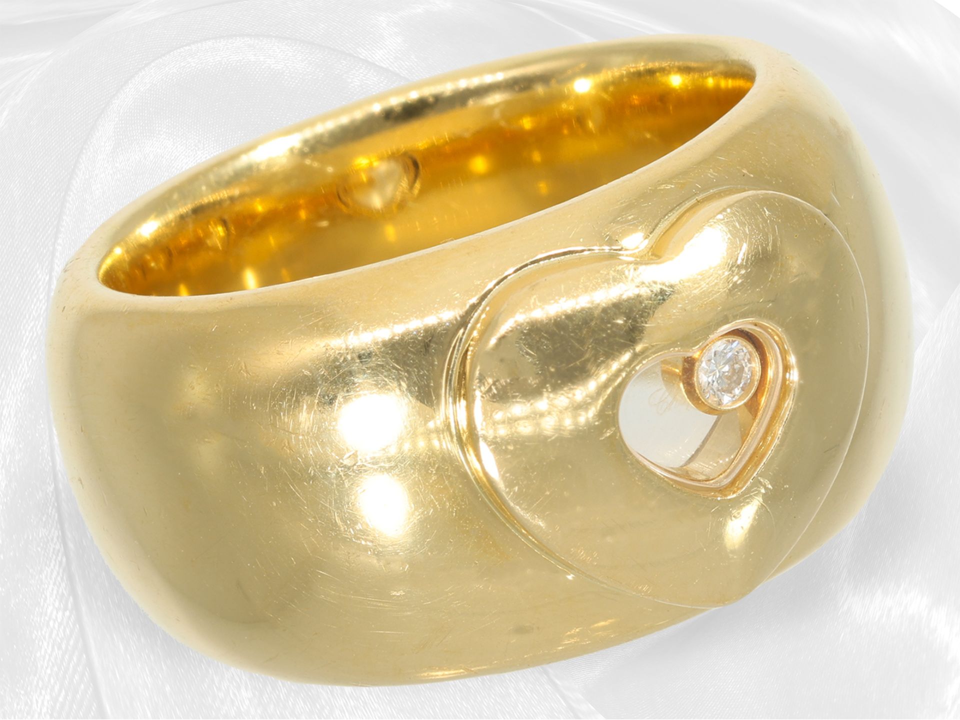 Solid, luxurious Chopard designer gold "Happy Diamonds" ring, brand jewellery in 18K gold - Image 3 of 5
