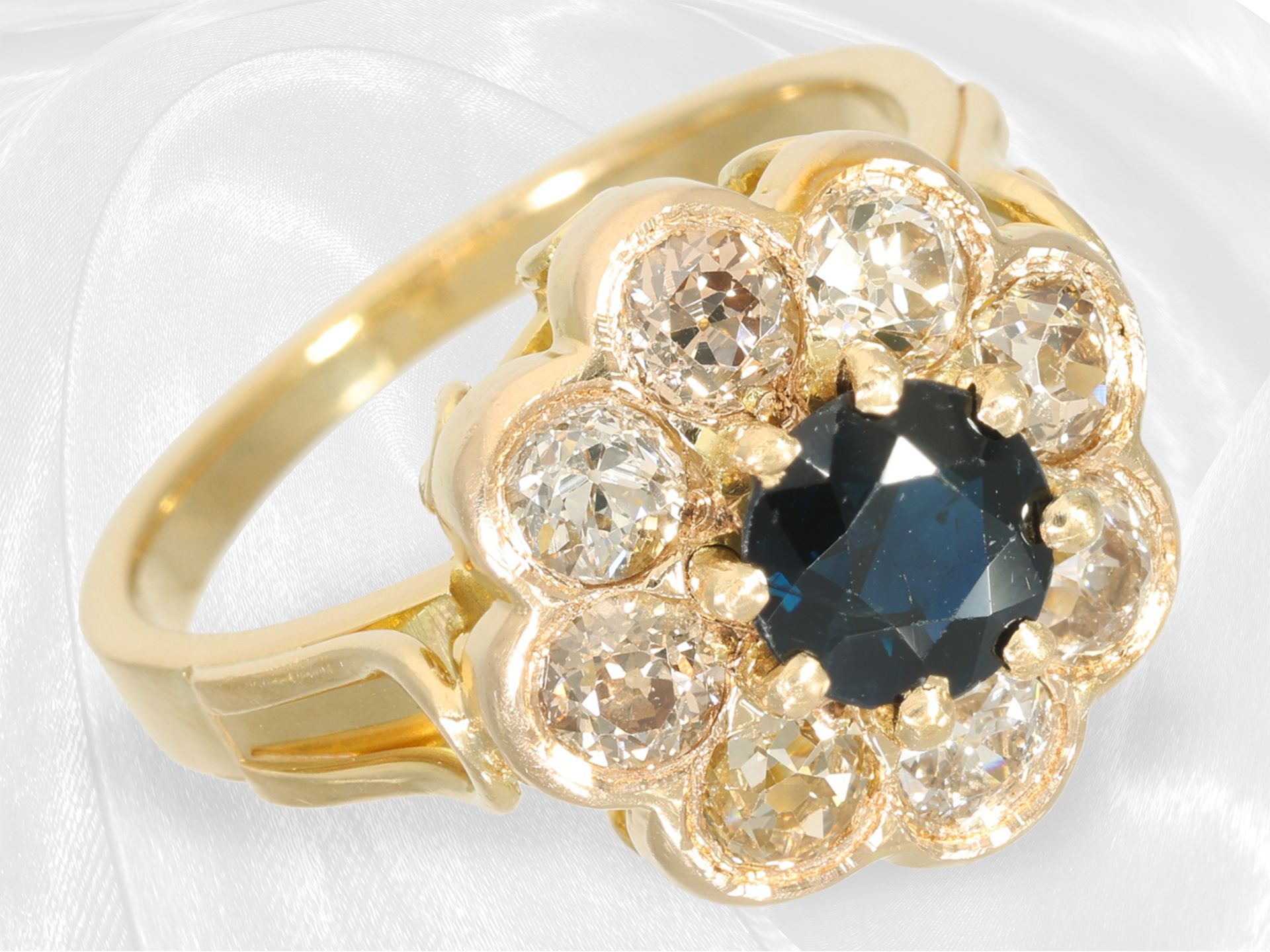 Ring: hochwertiger vintage Saphir/Brillantring, ca. 3ct - Bild 2 aus 4