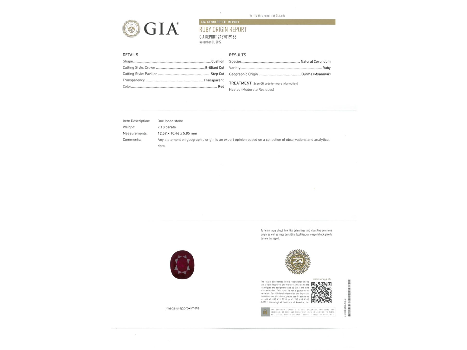 Ring: ehemals sehr teurer Platinring mit natürlichem Burma-Rubin von 7,18ct, GIA Zertifikat - Bild 7 aus 7