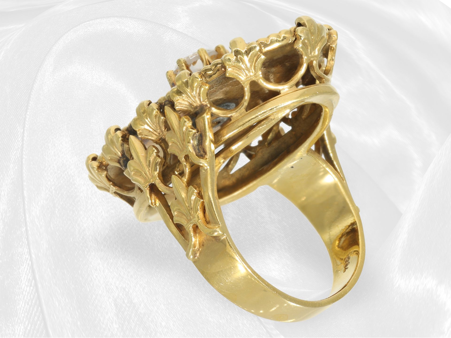 Interestingly made antique enamel/brilliant-cut diamond goldsmith's ring, old handwork in 18K gold - Image 4 of 4