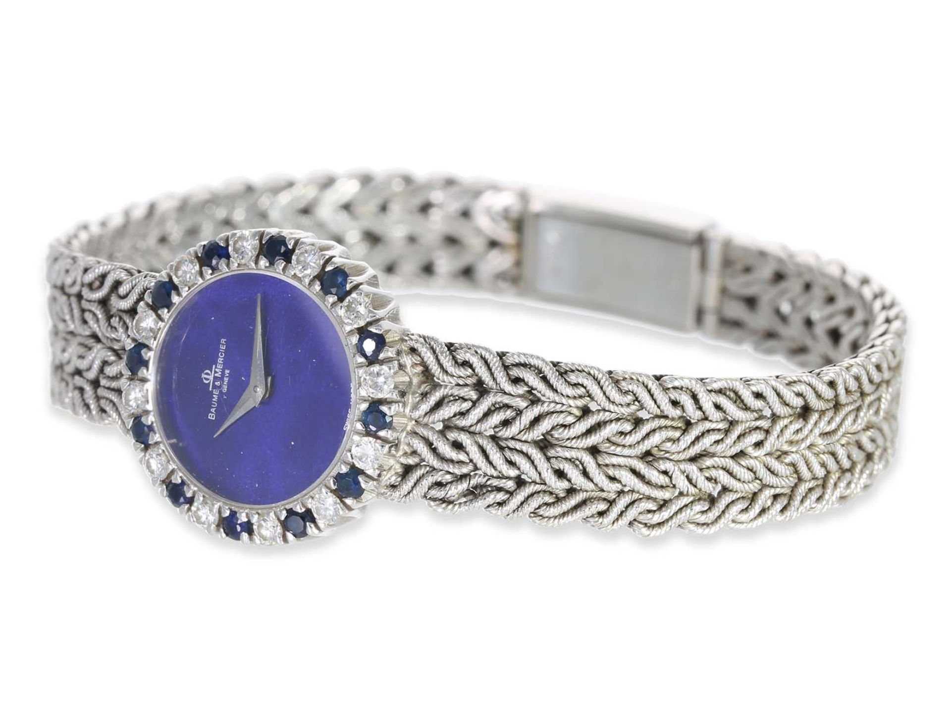 Wrist watch: high quality vintage Baume & Mercier ladies watch with diamond/sapphire bezel, total 1. - Image 3 of 4