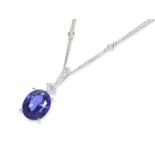 Kette/Collier: wertvolles neuwertiges Collier mit Tansanit der Spitzenklasse "Intense" von 10,10ct,