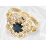 Ring: hochwertiger vintage Saphir/Brillantring, ca. 3ct