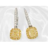 Ohrringe: hochwertiger moderner Diamantschmuck, 2 x Fancy Yellow ca. 0,8ct