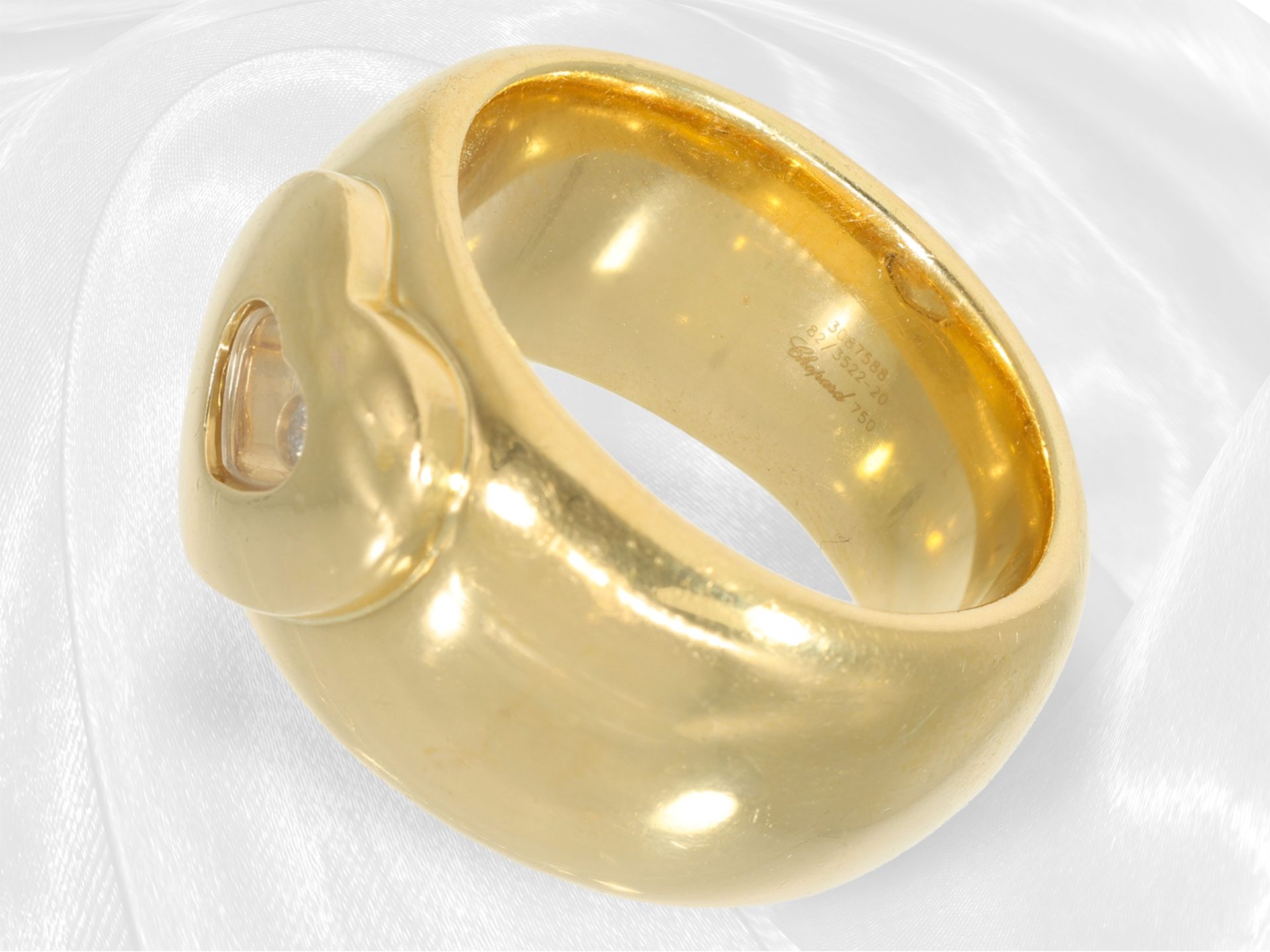 Solid, luxurious Chopard designer gold "Happy Diamonds" ring, brand jewellery in 18K gold - Image 5 of 5