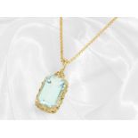 Vintage Goldkette mit sehr hochwertigem Aquamarin-Anhänger, 14K Gold, ca. 31.5ct