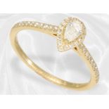 Ring: Zierlicher gelbgoldener Brillant/Diamant-Ring, 18K Gold