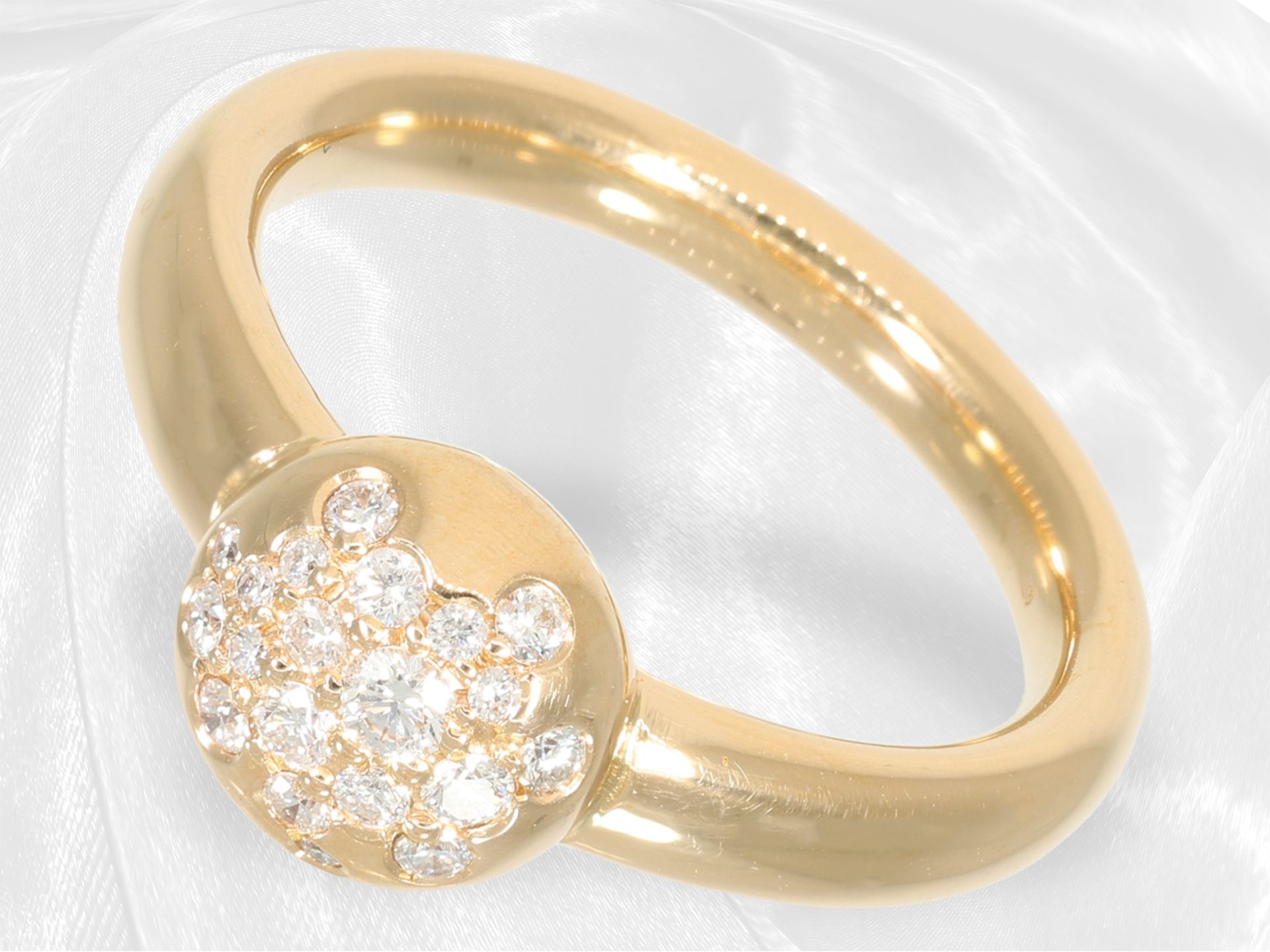 Unworn designer brilliant-cut diamond goldsmith ring by Cervera, model "Button", 18K pink gold - Image 3 of 5