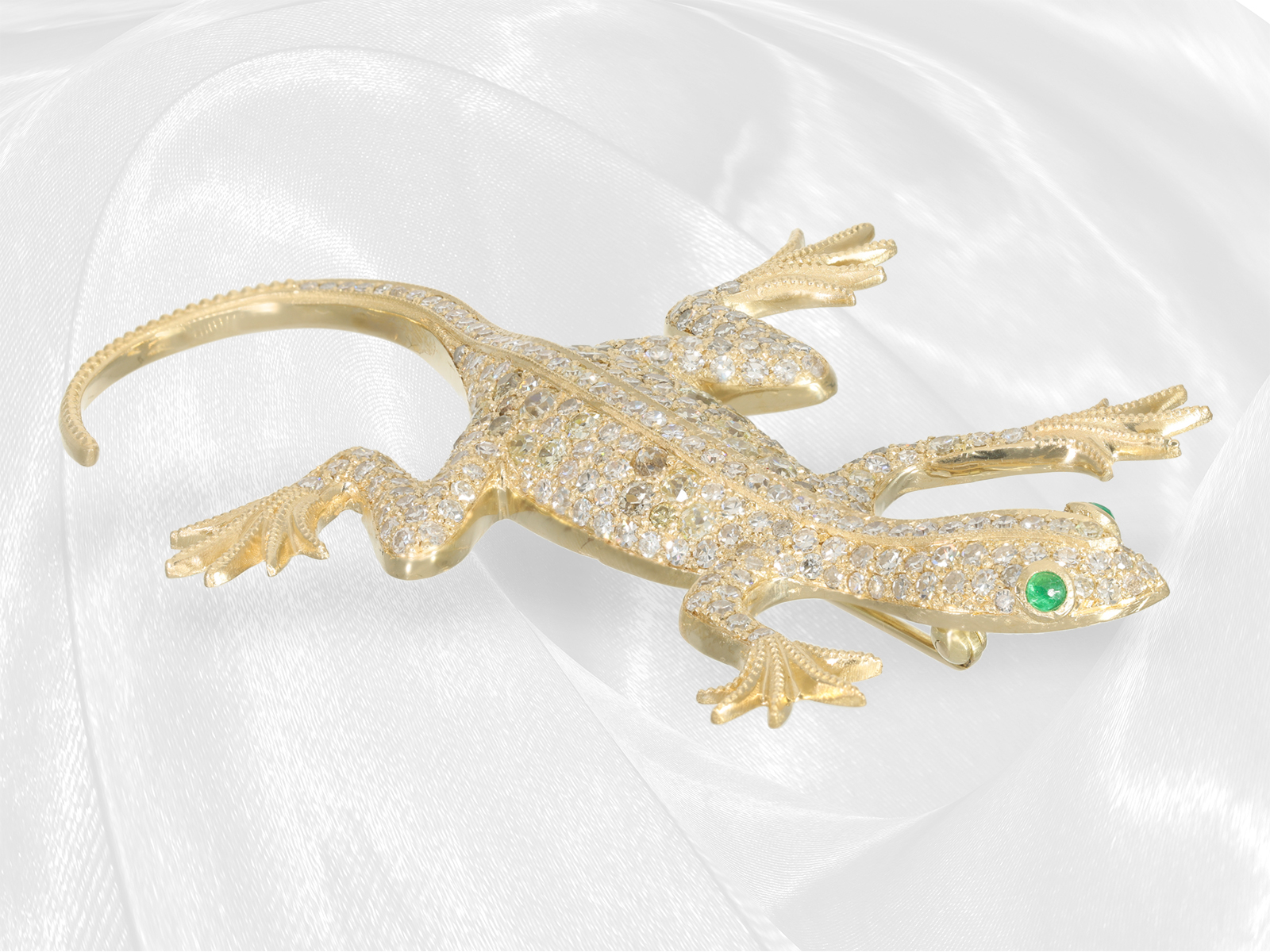 Brooch: high quality diamond brooch "Lizard", Russia 20th century