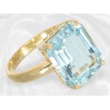 Moderner Aquamarin-Goldschmiedering, schöner Aquamarin von ca. 7ct, 18K Gelbgold