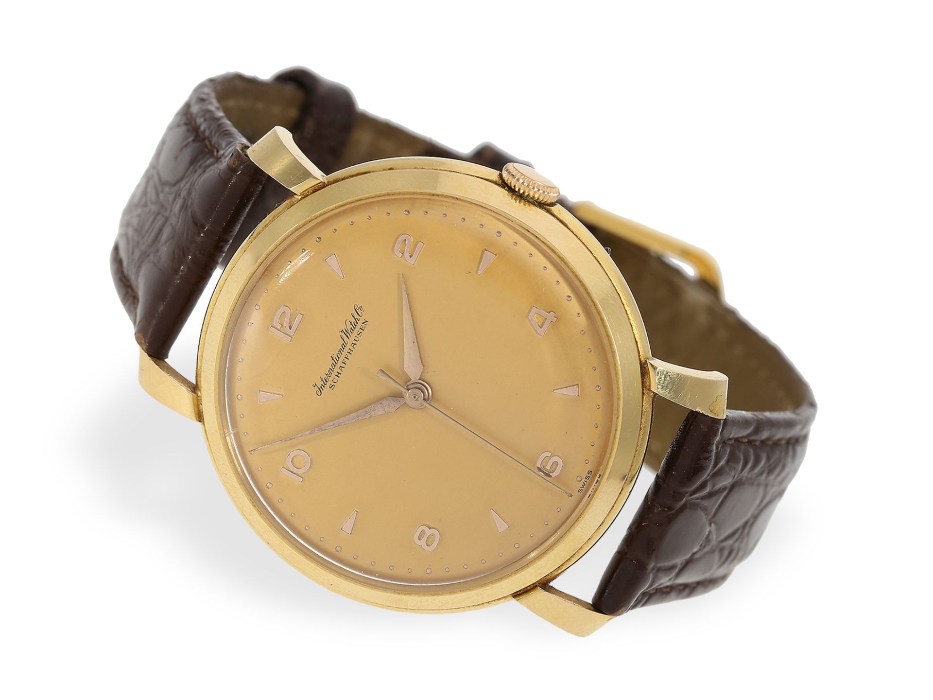 Armbanduhr: sehr schöne, große IWC "Jumbo" mit Zentralsekunde und "Salmon-Dial", ca.1954
