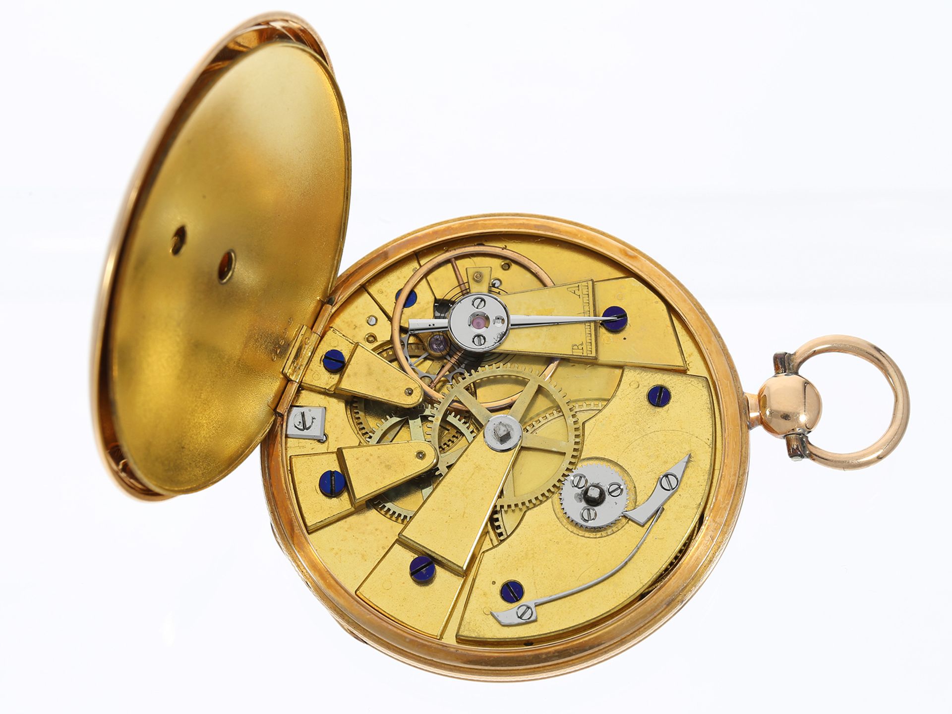 Taschenuhr: große, flache Zylinderuhr, Breguet-Typ Lepine, um 1820 - Image 4 of 4