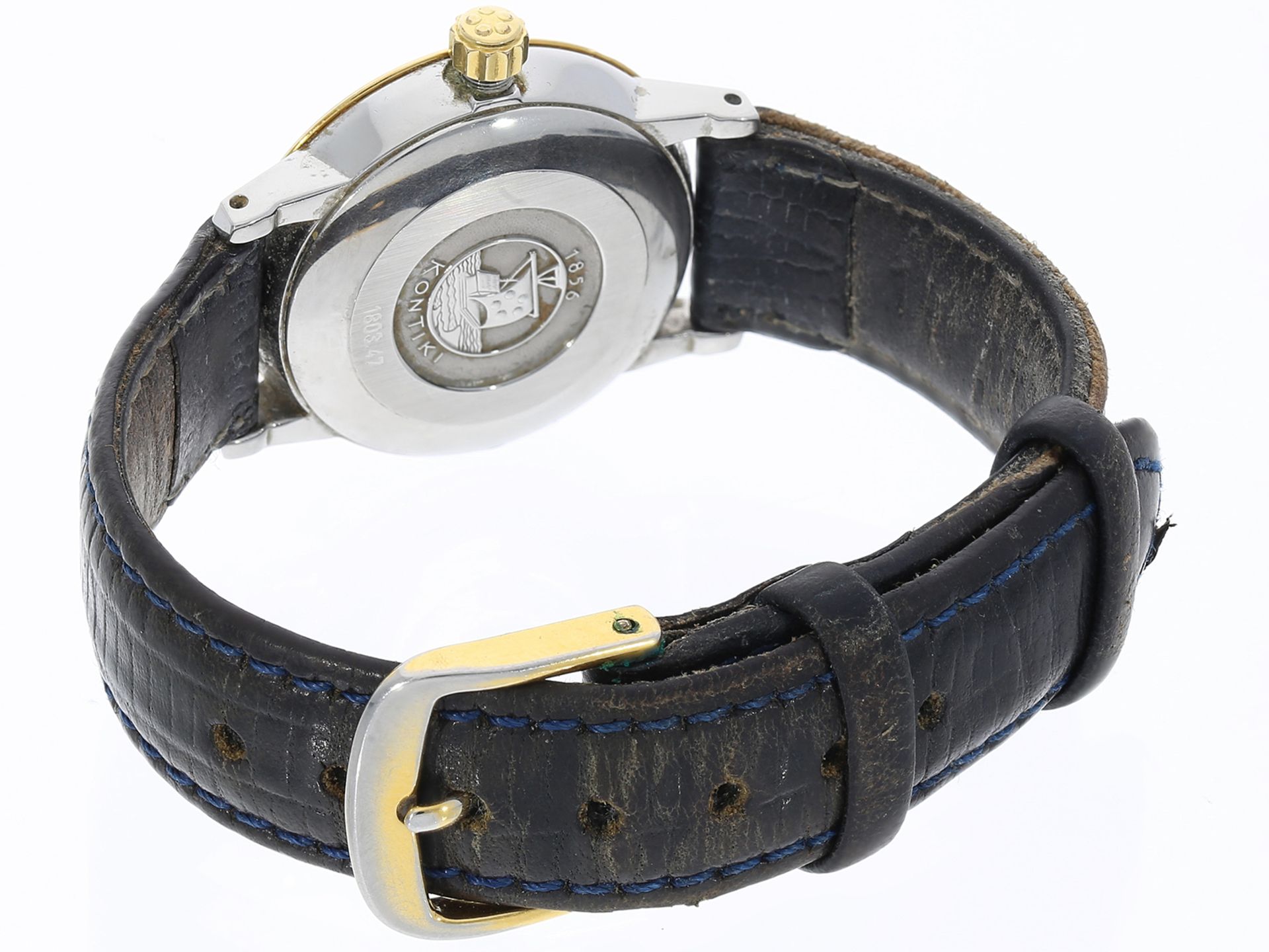 Armbanduhr: feine, automatische Eterna-Matic Kontiki, Stahl/Gold am Lederband Ref.1803.47, 90er-Jahr - Image 2 of 2