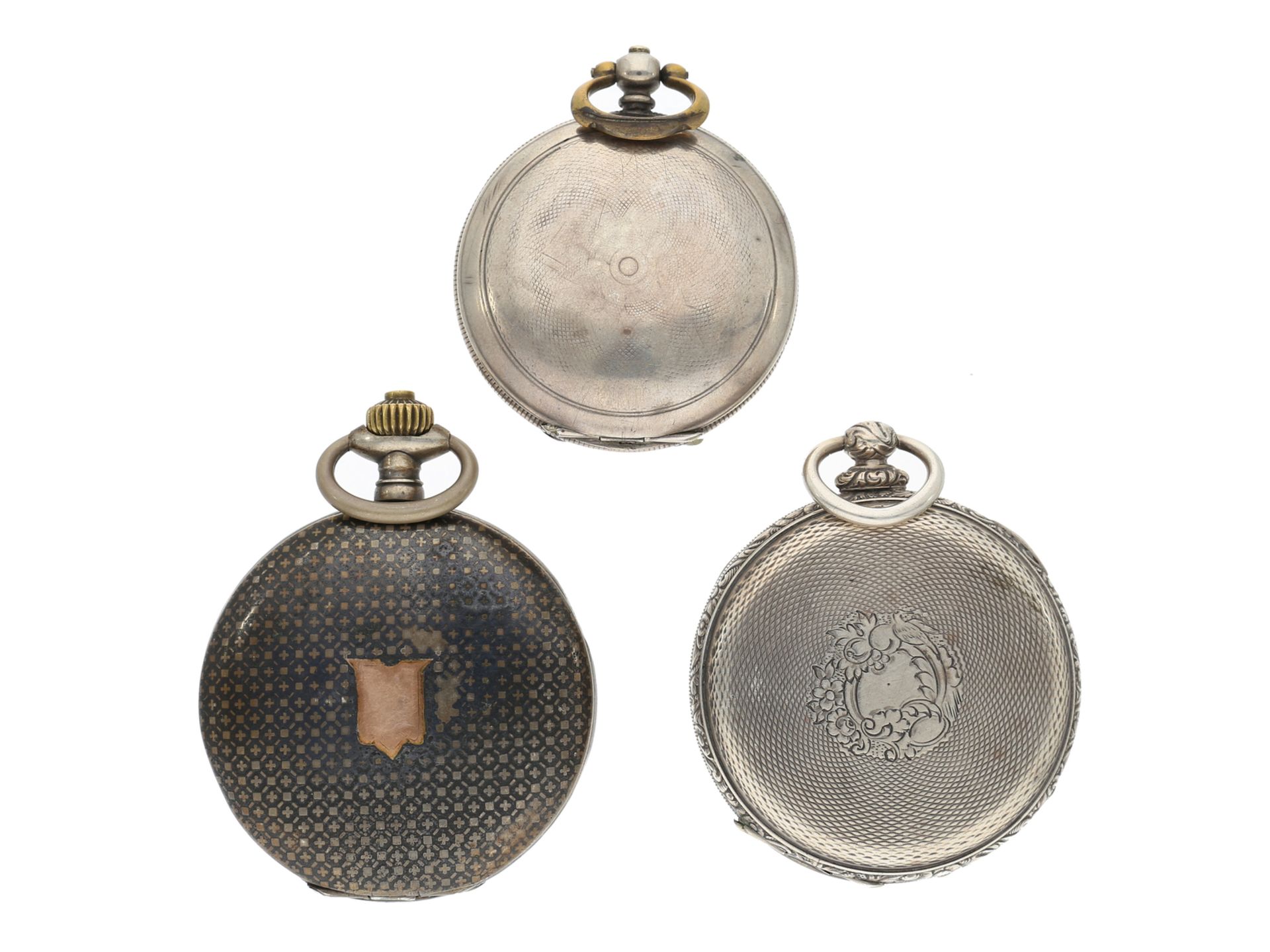 Taschenuhr: Konvolut aus drei silbernen Herrenuhren, 1870-1920 - Bild 2 aus 3