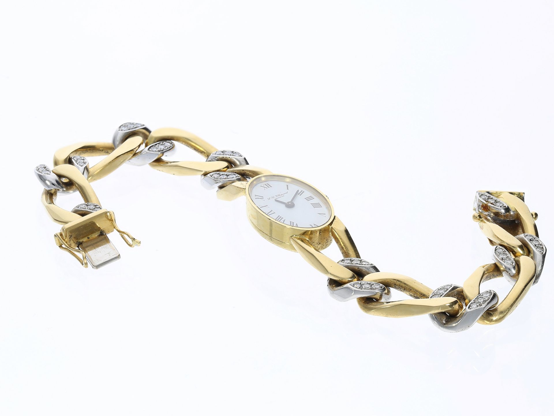 Armbanduhr: schwere und ehemals sehr teure vintage Damenuhr von Chopard, 18K Gold mit Diamanten - Image 2 of 3