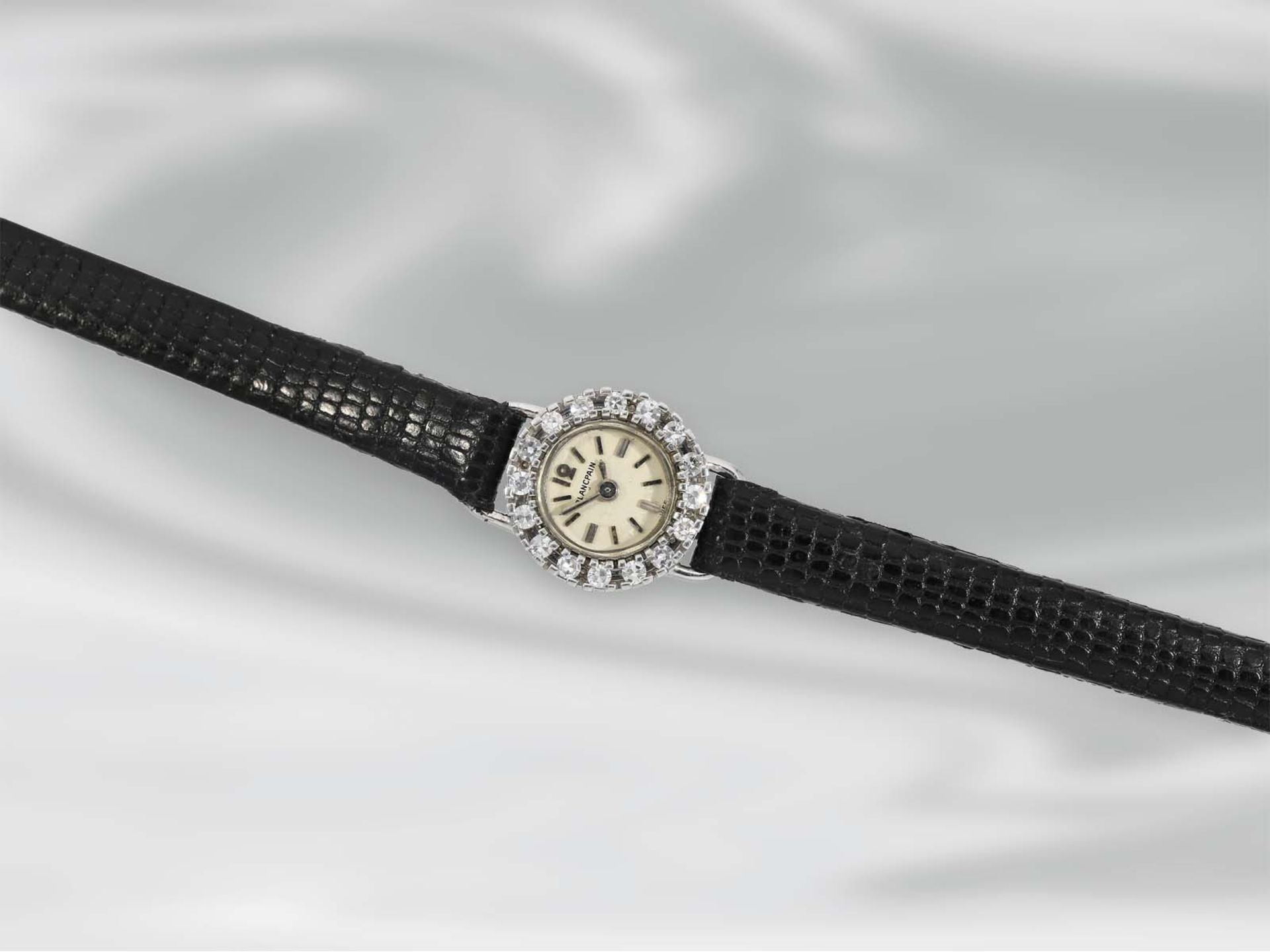 Armbanduhr: feine vintage Damenuhr mit Diamant-Lünette, Marke Blancpain, vermutlich 50er-Jahre