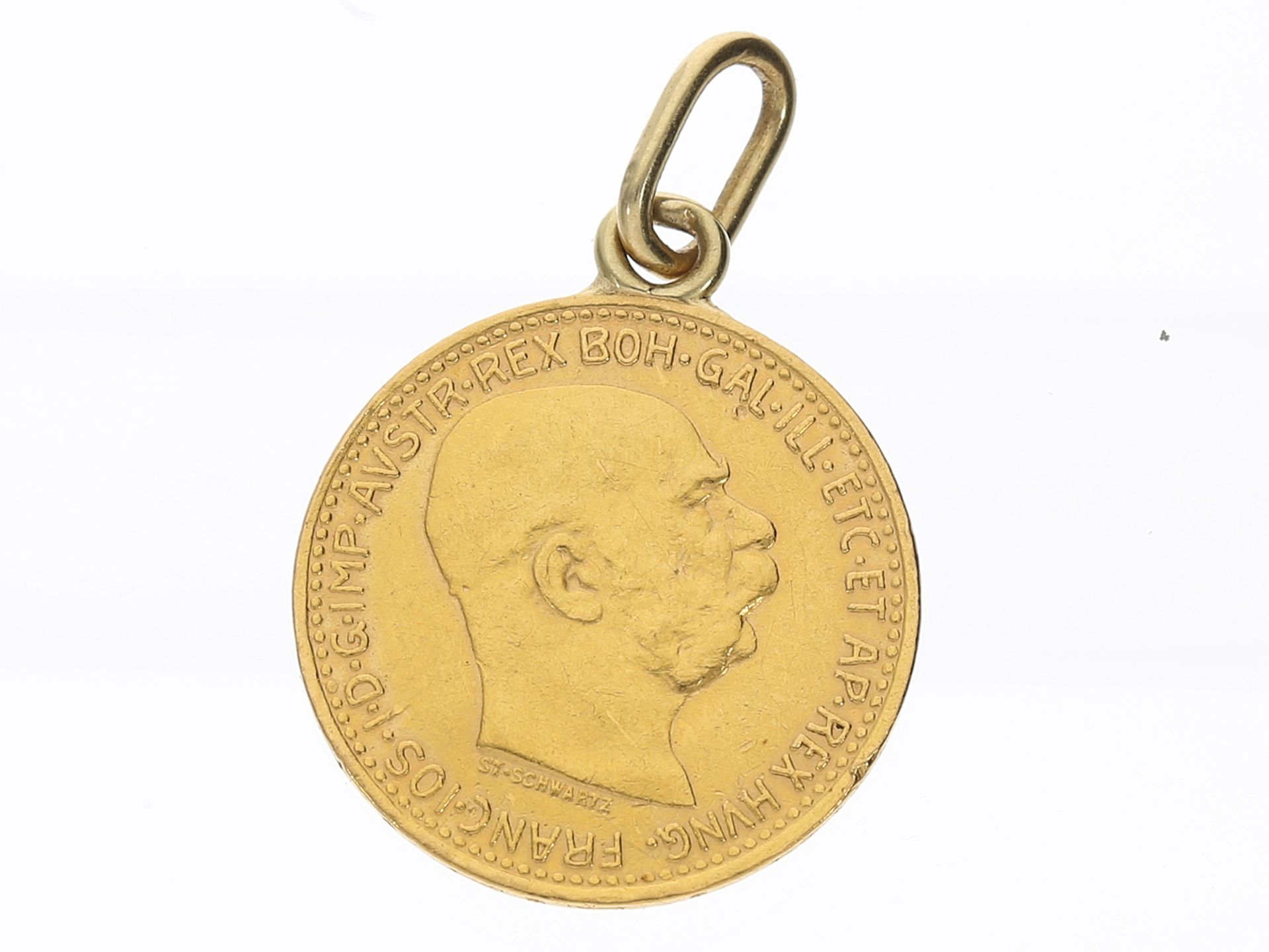 Anhänger mit Goldmünze 10 Kronen Franz Joseph Österreich 1912 - Bild 2 aus 2