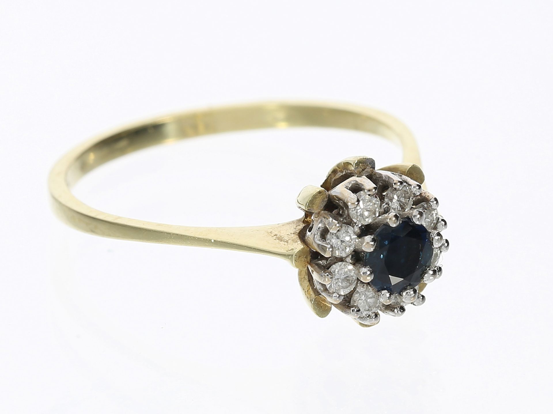 Ring: Feiner vintage Saphir/Brillant-Blütenring - Image 2 of 3