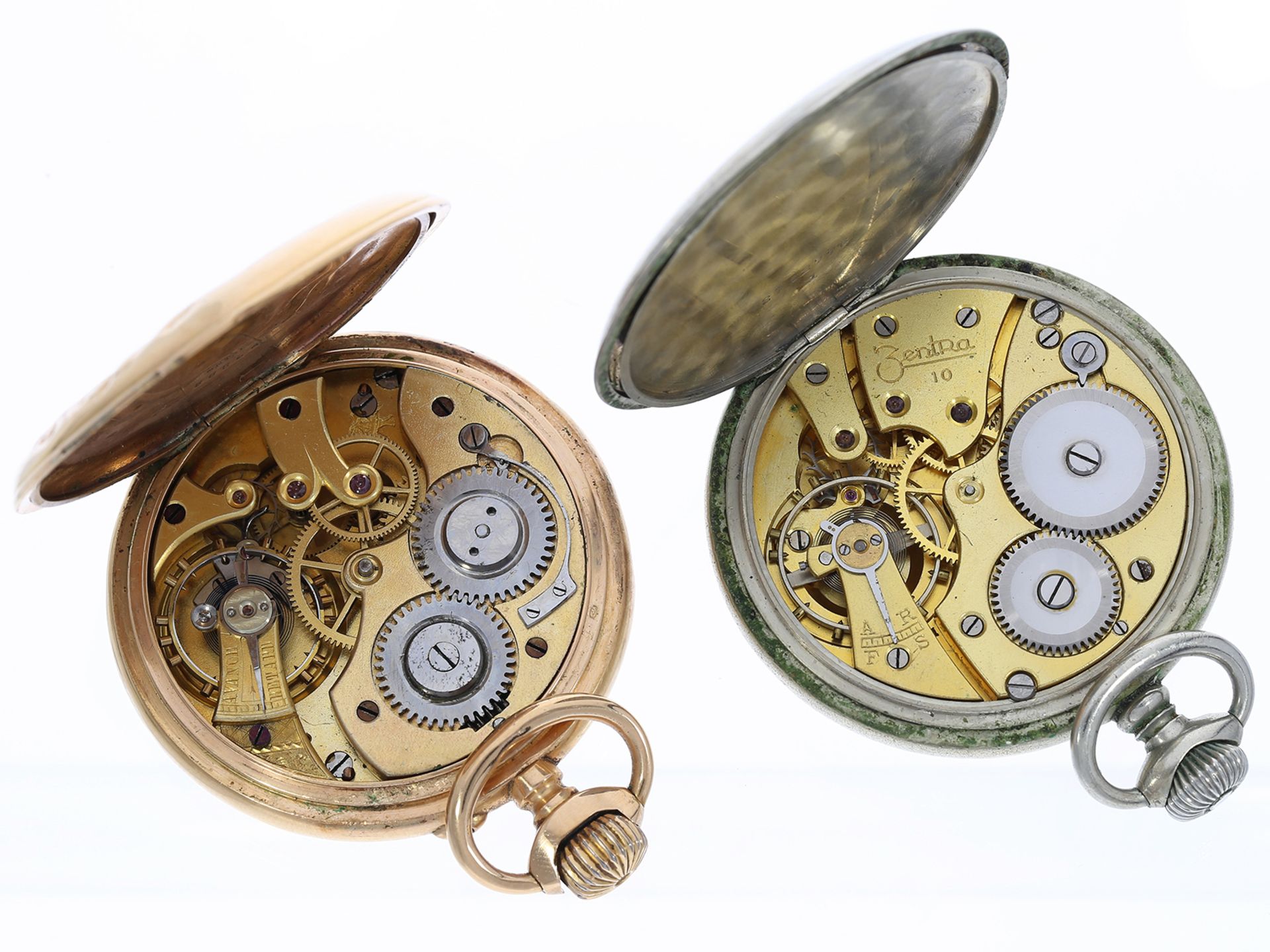 2 defekte Taschenuhren, dabei eine mit 18K Goldgehäuse - Image 2 of 3