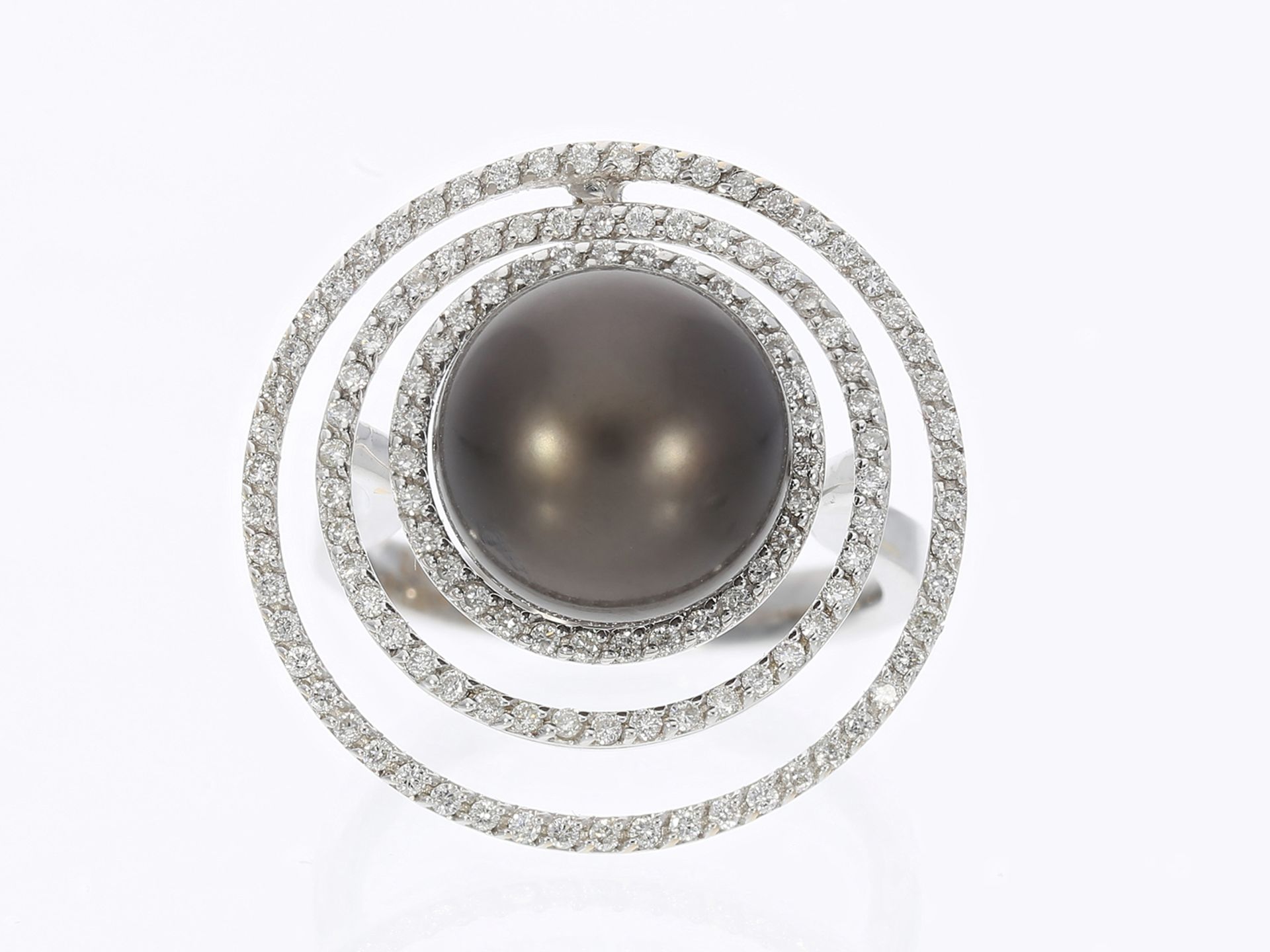 Ring: neuwertiger Designerring mit großer Tahitiperle und Brillanten - Image 2 of 3