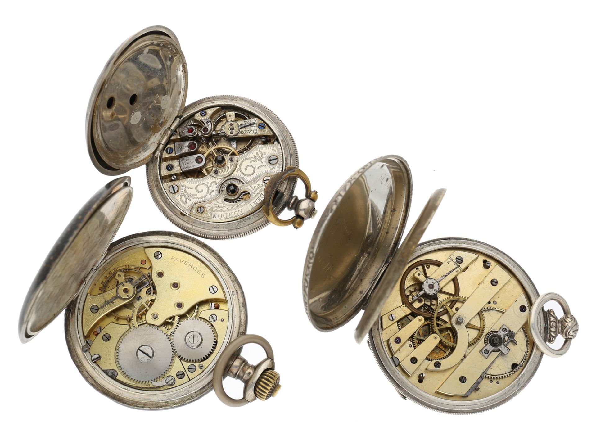 Taschenuhr: Konvolut aus drei silbernen Herrenuhren, 1870-1920 - Bild 3 aus 3